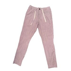 Bonobos Drawstring Linen Blend Cotton Pink Straight Leg Pants Mens Size S Long